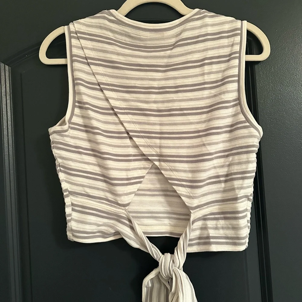 Club Monaco Gray and White Striped Top - Picture 3 of 3